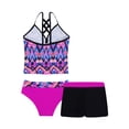 thumbnail image 2 of RUNQHUI Kids Girls Swimwear Swimming Tankini Bikini Set Athletic Beach Sports Swimsuit Rash Rose Red Geometry 10, 2 of 7