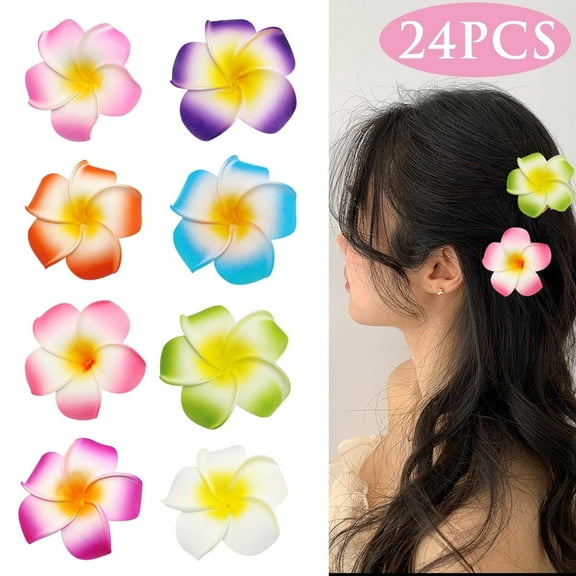 Hawaiian Flower Hair Clips, Hair Accessories for Women, Hawaii Parties, Beach Vacations, Luau Celebrations, 24 Pcs