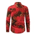 thumbnail image 4 of Blusa y camisa de manga larga con cuello vuelto para hombre, blusa informal estampada con botones y manga larga con cuello vuelto, blusa de lino para hombre, 4 of 4