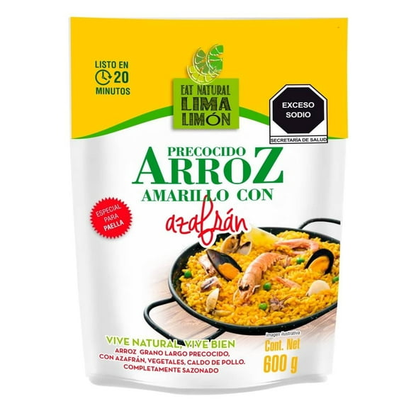Arroz amarillo Eat Natural Lima Limón precocido con azafrán 600 g