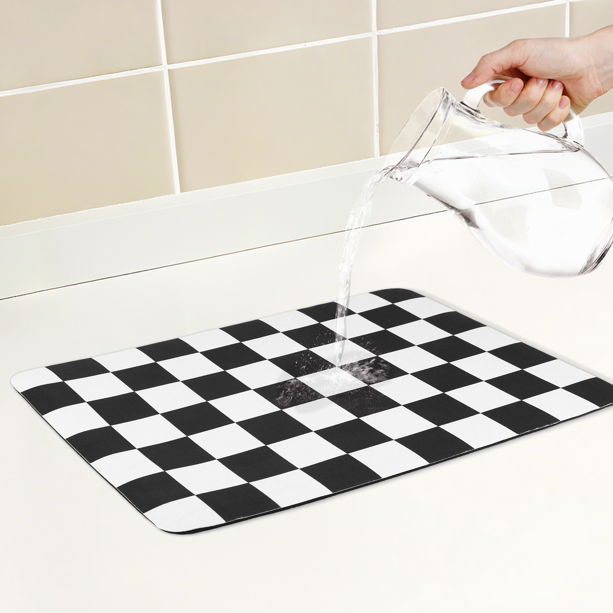 Unique Bargains Diatomaceous Stone Elegant Dish Drying Mat Black 15.7*11.8 inch