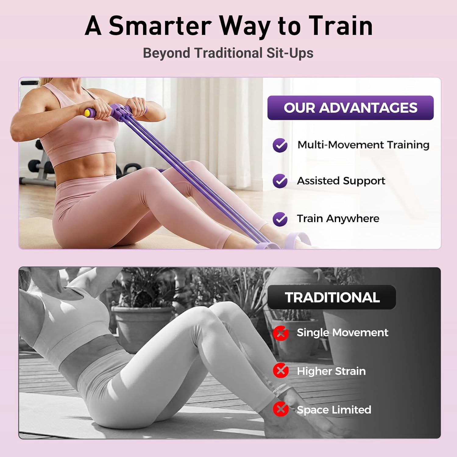 3 in 1 Multifunction Pedal Resistance Band,10-Tube Pedal Resistance Device,Adjustable Pedal Resistance Band with Handle,Natural Latex Sit-Up Trainer,Full-Body Shaping