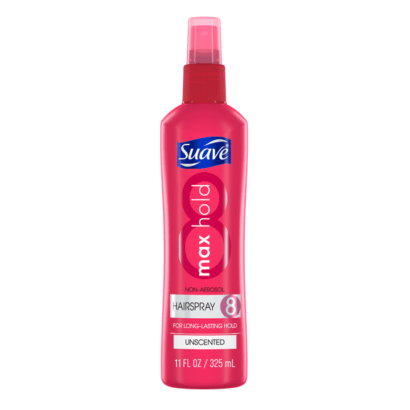 Suave Max Hold Hairspray, Non Aerosol, Long Lasting Hold & Control, Unscented, 11 oz