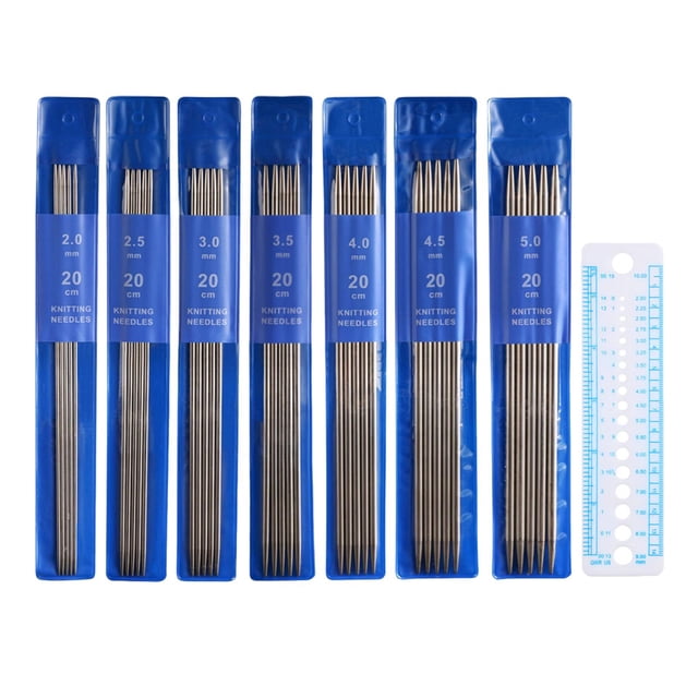 35 uds Agujas de tejer 2,0mm 2,5mm 3,0mm 3,5mm 4,0mm 4,5mm 5,0mm Sunnimix Agujas de tejer 20cm longitud