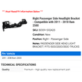 thumbnail image 2 of Right Passenger Side Headlight Bracket - Compatible with 2011 - 2018 Ram 2500 2012 2013 2014 2015 2016 2017, 2 of 2