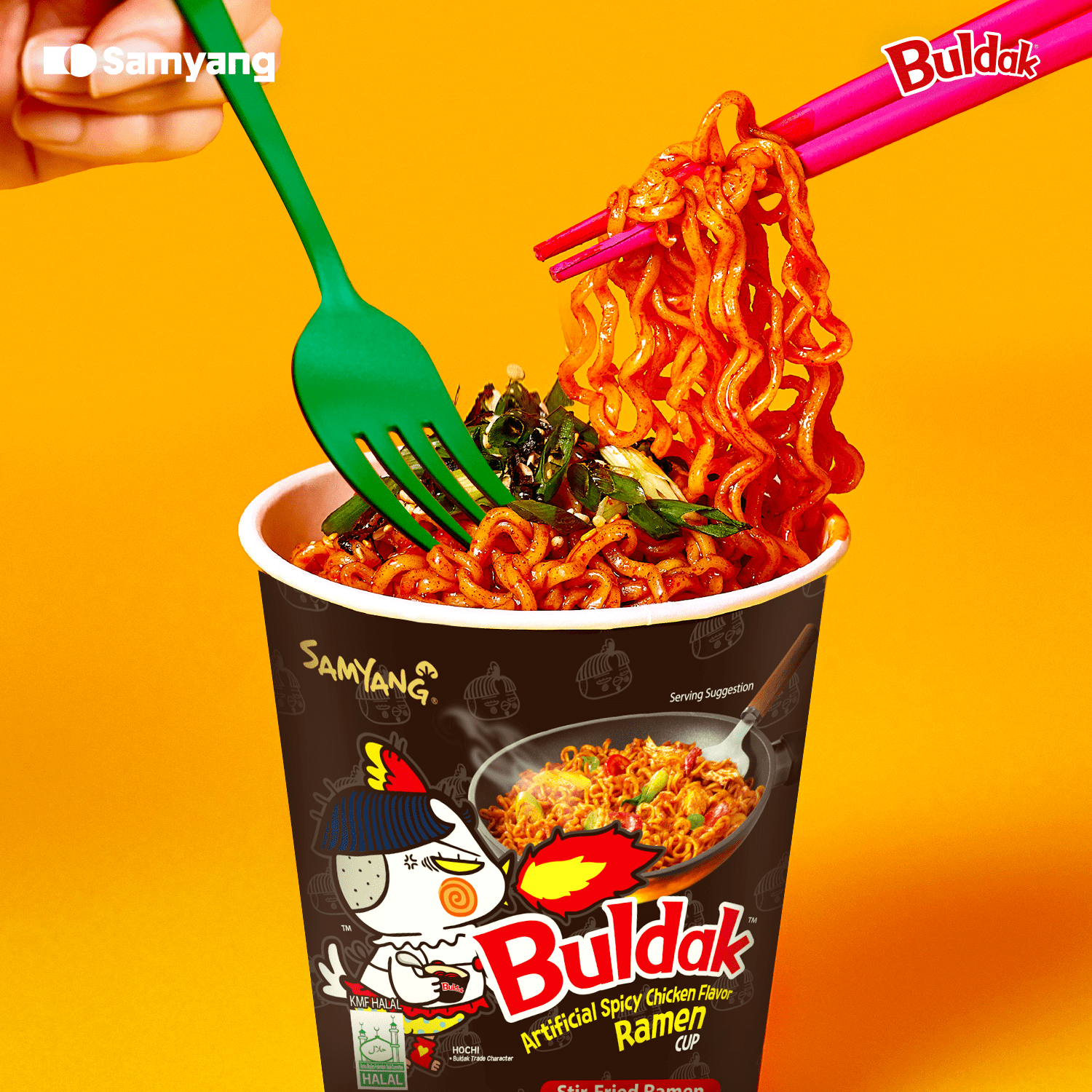 Samyang Spicy Chicken Ramen Prepared Soup, 2.46 oz cup