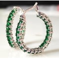 thumbnail image 5 of Hitanshu Jewels Green CZ Inside-Out Hoop Earrings in Silver Tone Bold Statement Fashion Jewelry for Women, 5 of 5