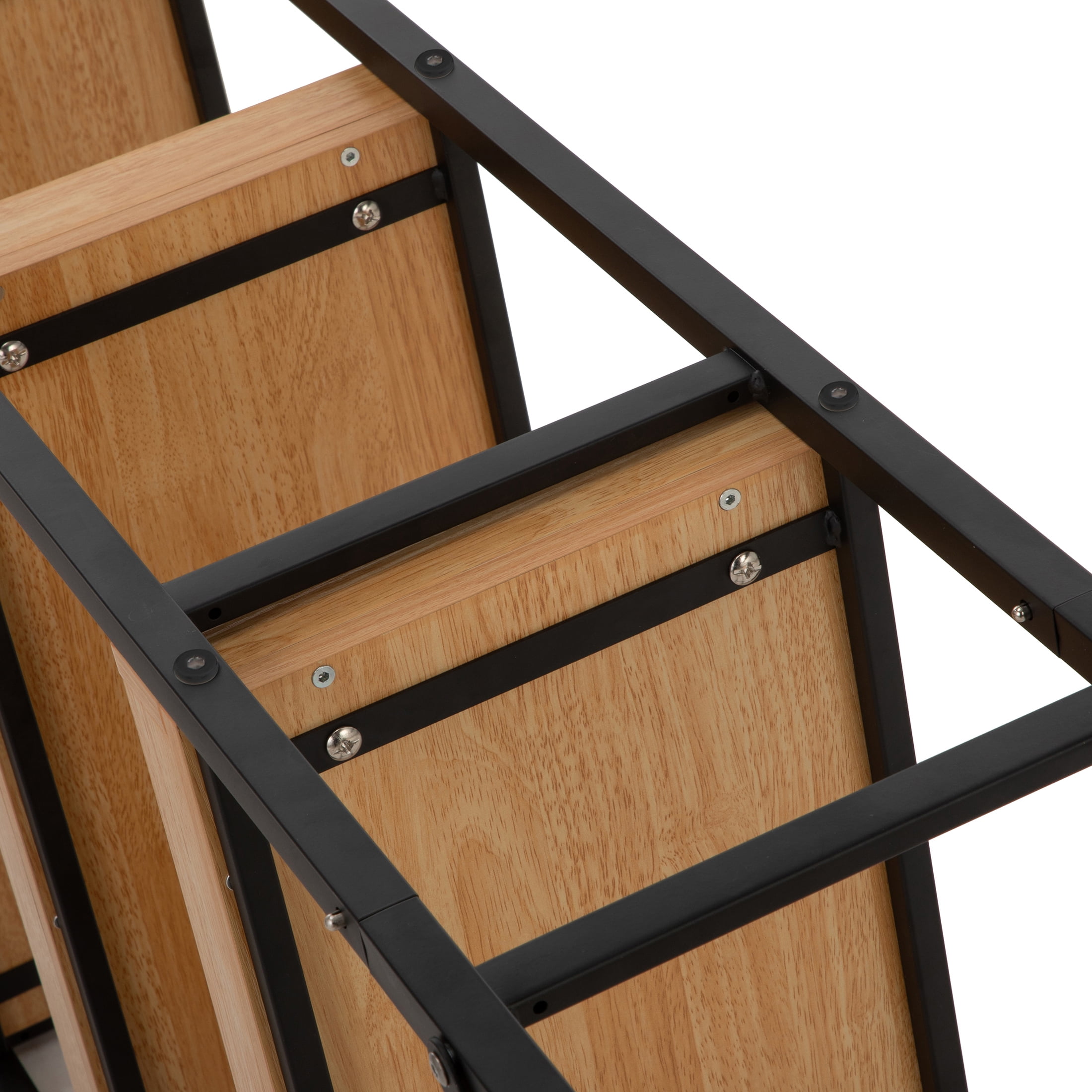 HomeZone Bathroom Quick-Assembly 3-Shelf Steel Storage Shelves with MDF Wood Grain Veneer, Matte Black