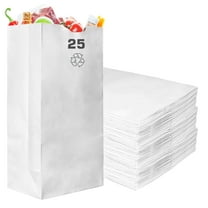 Paper Lunch Bags 25 Lb White Paper Bags 25LB Capacity - Kraft White Paper Bags, Bakery Bags, Candy Bags, Lunch Bags, Grocery Bags, Craft Bags - #25 Large Lunch Paper Bags by EcoQuality (3000, #25)