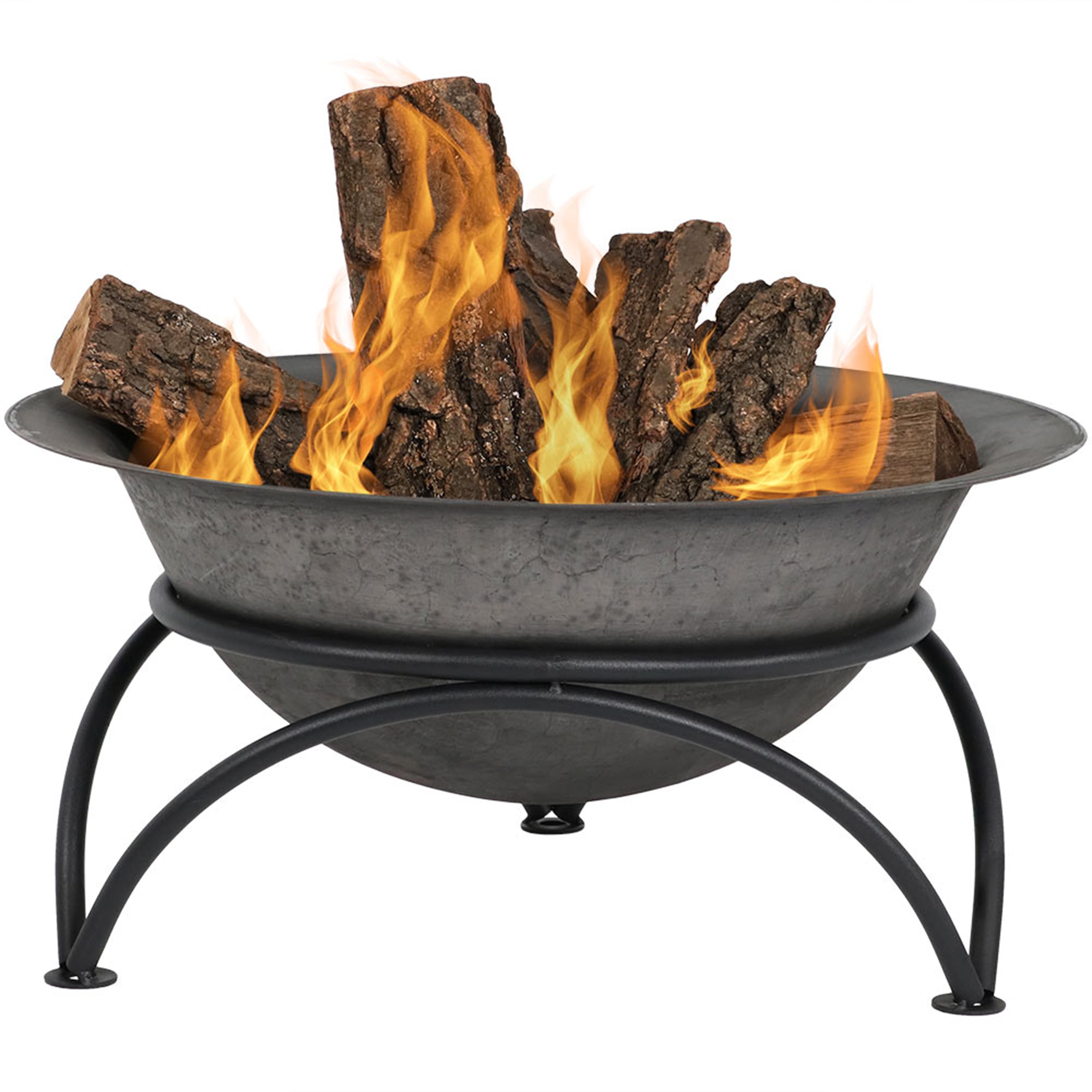 Sunnydaze Rustic Steel-Colored Cast Iron Fire Pit Bowl with 