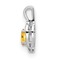thumbnail image 2 of Real 14kt White Gold Citrine and Diamond Heart Pendant; for Adults and Teens; for Women and Men, 2 of 3