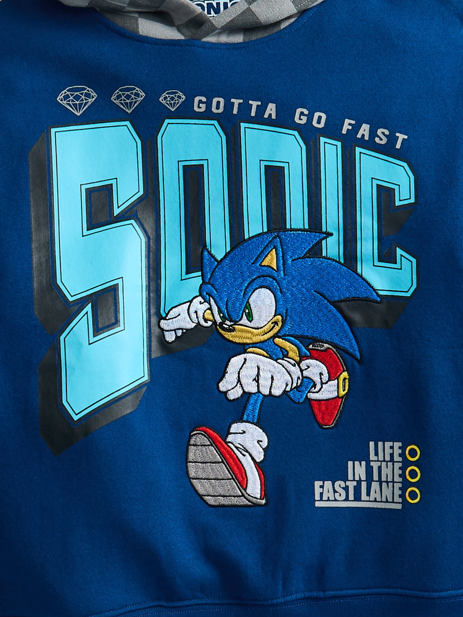 Sega Sonic The Hedgehog Boys Layer Look Embroidered Hoodie, Sizes XS 4/5-XL 14/16