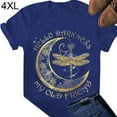 thumbnail image 2 of Femmes T-shirt Imprimé Manches Courtes Top Top T-shirt Col Rond Été Blouse Décontractée, Bleu, 4XL, 2 of 5