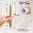 thumbnail image 5 of WYZworks 10" Flameless LED Taper Candles – Full Twisted Spiral – Sand Biege, Set of 6 – Remote, 2/4/6/8-Hr Timer (24-hr Memory), Bottom On/Off Button, Dimmable, Battery Operated, Flicker/Steady, 5 of 7