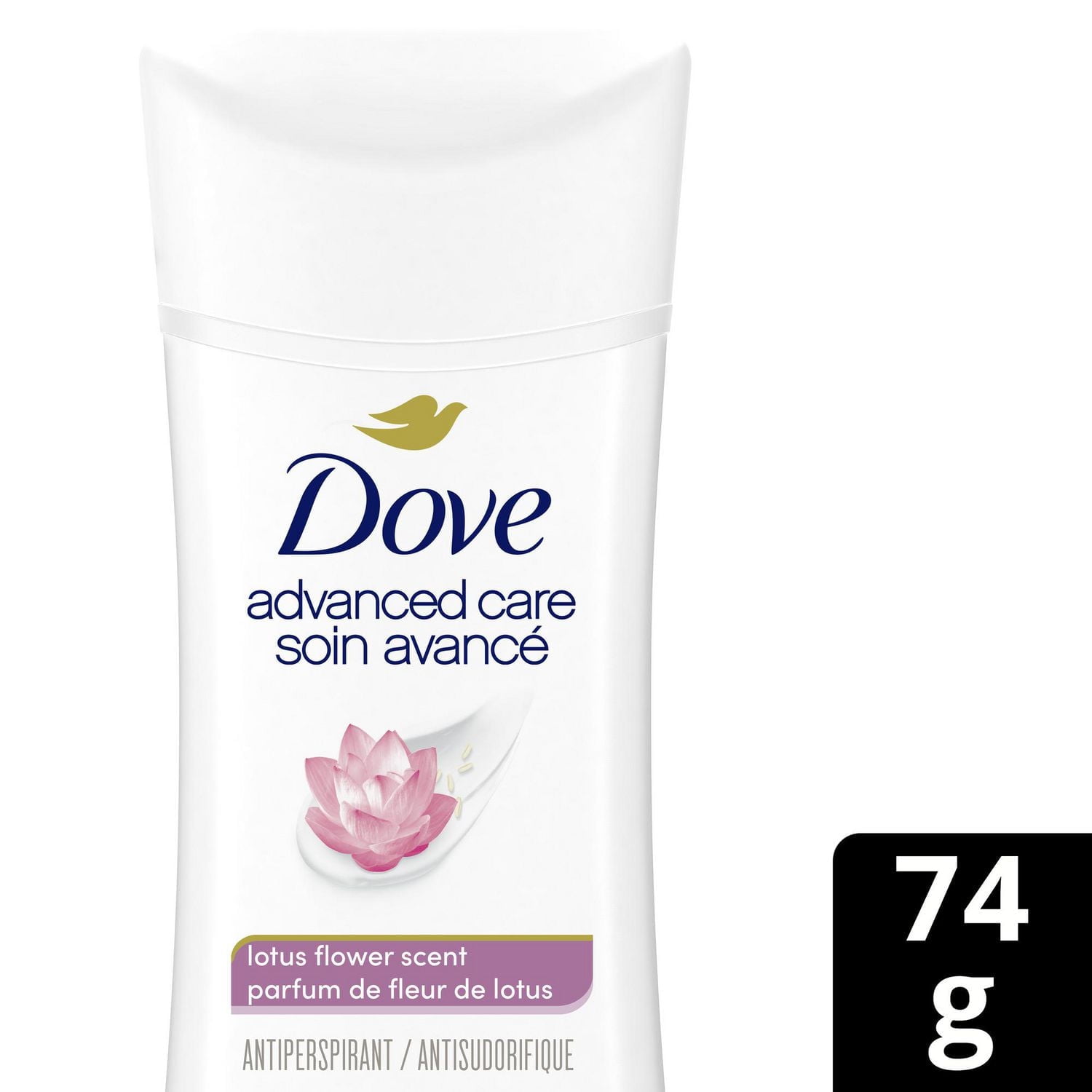 DoveAdvancedCareAntiperspirantDeodorantforWomenwithPro-CeramideTechnologyLotusFlowerScentforSoft,ResilientSkin,74g