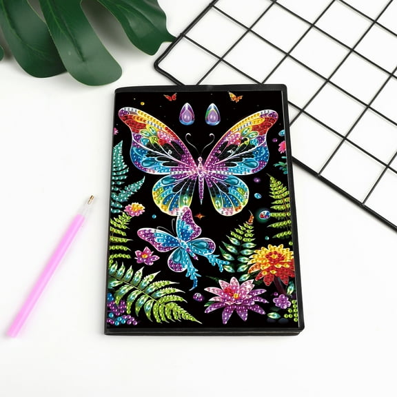Diamond Painting Kit Notebook, Butterfly DIY Art Craft Kit, A5 Perfect Creative Gift, Diamond Decoration, Suitable for Painting, Writing, and Notebook Use