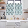 thumbnail image 2 of Teal Morocco Kitchen Curtains Short 54 Inch Length, Modern Abstract Art Contemporary Geometric Grommet Top Bedroom Living Room Curtains, Light Filtering Cafe Curtain Drapes 2 Panels Set 84''x54'', 2 of 9