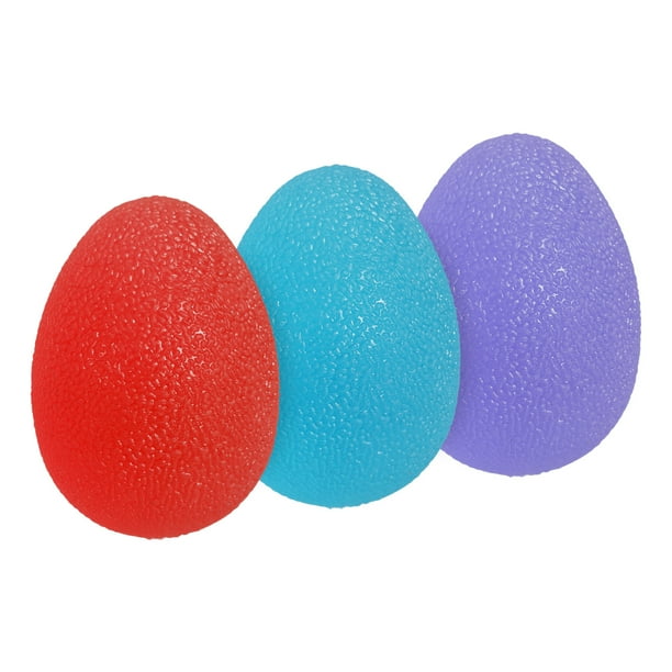 Pelota de ejercicio para manos Uxcell, pelota de apretar, pelota de estrés para adultos, equipo ocupacional de fortalecimiento de agarre Rojo/Azul/Púrpura