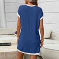 thumbnail image 4 of Mifsaly Ribbed Knit T Shirt Dress Women Mini Cap Sleeve Crewneck Summer Dresses Contrast Trim Lightweight Work Vacation Sundress XXL, 4 of 7