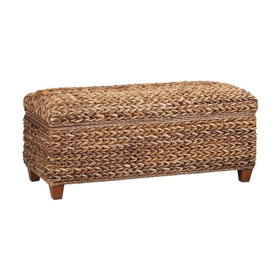 FurniFact Amber Woven Storage Basket with Lid, Chest Style Mahogany Storage Trunk