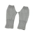 thumbnail image 3 of absanyy Women's Fingerless Gloves - Gray, Free Size - Thermal Polyester with Ribbed Cuff for Typing, Office, Fall Winter, 3 of 6