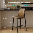 thumbnail image 5 of Solfway Bar Stools Set of 6, Upholstered Counter Height Bar Stools, Counter Stools 26 Inch Barstools with Back, Metal Legs and Textured Leather&Fabric for Kitchen Island Dining Room, Brown, 5 of 11