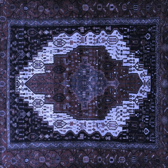 Ahgly Company Machine Washable Indoor Square Persian Blue Traditional Area Rugs, 5' Square