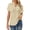 Beige, variant on Women's Summer Tops Trendy Button V Neck Tunic T-Shirts Lounge Short Sleeve Cotton Line Shirts Solid Color Breathable Plus Size Tops for Women