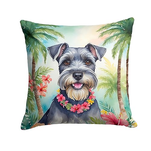 Schnauzer Luau Throw Pillow 14 in x 14 in