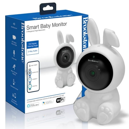 Brookstone Smart Baby Monitor, Wi-Fi Camera with 100 Degree Viewing Angle and 2-Way Audio, White