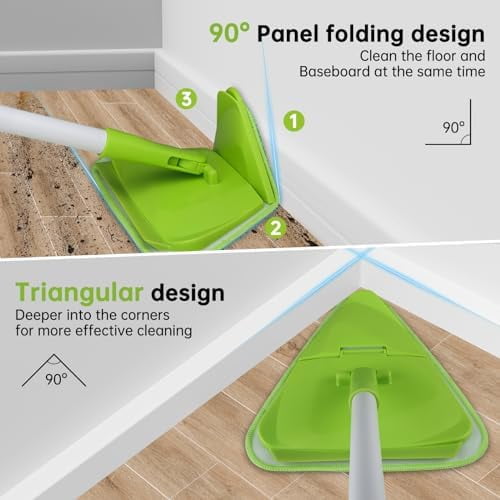 Wall & Baseboard Cleaner Mop Tool with 82'' Long Handle, 360 Degree Rotating 3-in-1 Ceiling Cleaning Tool Duster for Cleaning Painted Walls, Window, Floor, 6 Replacement Microfiber Chenille Pads