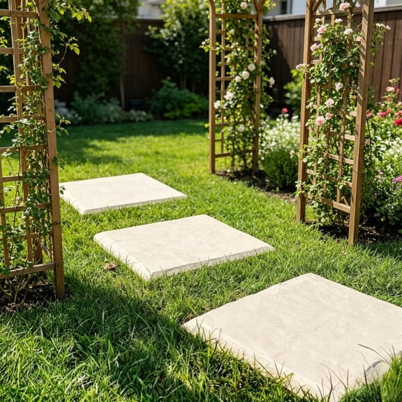 Garden Stepping Stones, Decorative Stepping Stones with Stakes, Weather-Resistant Plastic Pathway Pavers, Smooth Surface, Outdoor Walkway for Lawn Patio Landscape