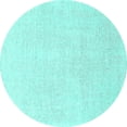 thumbnail image 1 of Ahgly Company Machine Washable Indoor Round Solid Turquoise Blue Modern Area Rugs, 4' Round, 1 of 4