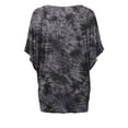 thumbnail image 3 of Made by Johnny Women's Kimono Style Loose fit Short Sleeve Dolman Tie Dye Cardigan XXL BLACK, 3 of 4