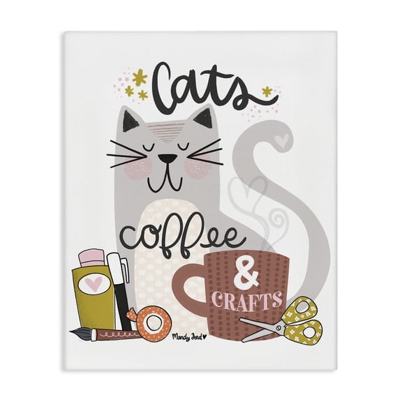 Stupell Industries Cottage Cats Coffee & Crafts Canvas Art, 16 x 20, by Mandy Ford Art Illustration