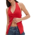 thumbnail image 1 of SUNSIOM Women's Knit Halter Tank Tops Solid Color Ribbed Backless Split Hem Slim Vest Streetwear, 1 of 6