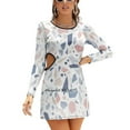 thumbnail image 1 of Robe Vintage Pastel Bleu Rose Beige Motif Géométrique Terrazzo Évasée Col Carré Robe Élégante Mode Féminine Imprimée, 1 of 5