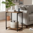 thumbnail image 4 of LEDREM Small End Table with 2-Tier Storage, Industrial Nightstand for Living Room, Bedroom, Office, 15.2 x 19.7 x 11.8 Inches, Rustic Brown and Black, 4 of 5