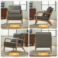 thumbnail image 5 of EOP Mid-Century Modern Accent Armchairs Set of 2 with Solid Wood Frame, Removable Soft Cushion & Lumbar Pillow, Upholstered Reading Leisure Chairs for Living Room Bedroom Balcony Waiting Room, Gray, 5 of 7
