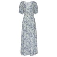 thumbnail image 4 of LASCANA Women's Floral Puff Sleeve Maxi Dress Smocking, 4 of 5