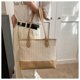 thumbnail image 3 of Granjero Gordo Bolso de mano tejido y bolsas de cosméticos, bolso de mano tejido elegante de playa de verano, bolso de hombro de 12 x 4,52 x 10,43 pulgadas (caqui), 3 of 5