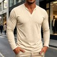 thumbnail image 2 of SUYIDA Men's Solid Color Button Top, Long Sleeve Casual Tee, Everyday Wear Comfortable Shirt, 2 of 6