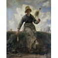 thumbnail image 2 of Millet, Jean-Francois 26x32 White Modern Wood Framed Museum Art Print Titled - The Spinner, Goat-Girl from the Auvergne, 2 of 4