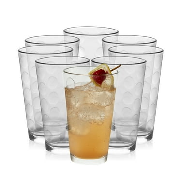 Libbey Reno Tumbler Drinking Glasses, Polka Dot Pattern Tall Drinking Glasses Set of 8, Compact, Fun Glass Cups Set for Everyday Use, Casual Parties