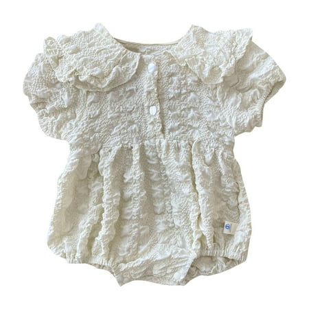 

Toddler Baby Girls Climbing Clothes Summer Special Fabric Lapel Short Sleeve Crawling Suit Casual Outdoor For 0-3 Months