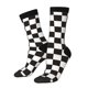 thumbnail image 1 of Balery Black and White Checkerboard Calcetas Largas con Estampado para Hombre y Mujer – Suaves y Transpirables, Talla Única (US 5-11), 1 of 6