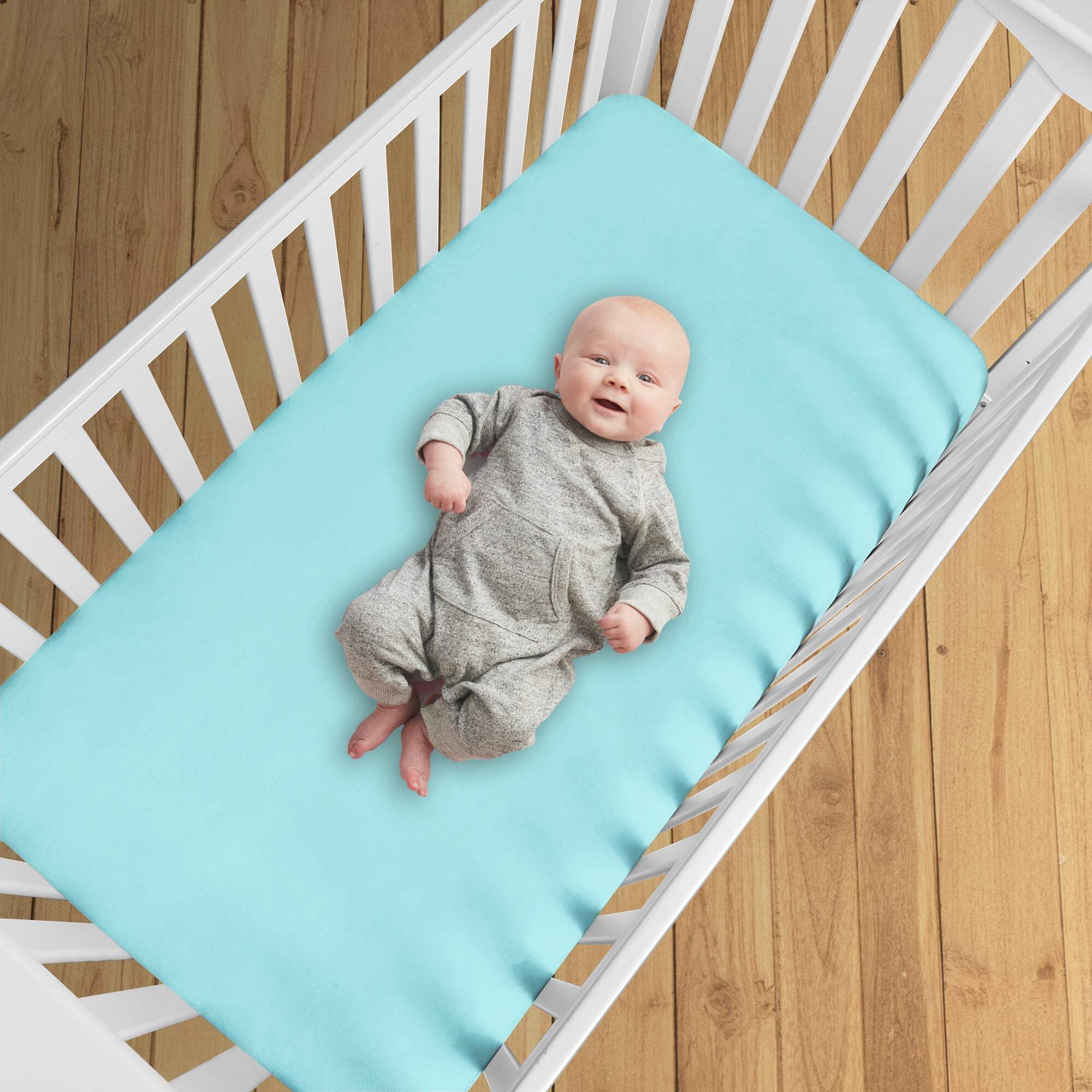 BreathableBaby All-in-One Fitted Sheet & Waterproof Cover for Crib Mattresses, 2-Pack, Blue Aqua