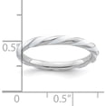thumbnail image 4 of Solid Sterling Silver Stackable Expressions Twisted White Enameled Ring - Ring Size 8.0, 4 of 7