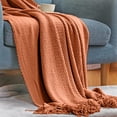 thumbnail image 1 of Knitted Blanket Summer Knitted Woven Blanket Soft And Warm Decorative Blanket With Tassels For BedSofa And Living Room Office Nap Travel Travel Essentials, 1 of 9
