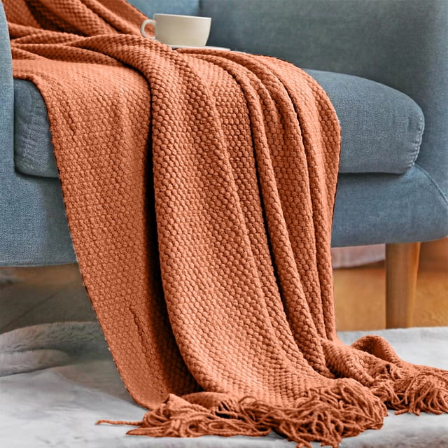 Knitted Blanket Summer Knitted Woven Blanket Soft And Warm Decorative Blanket With Tassels For BedSofa And Living Room Office Nap Travel Travel Essentials